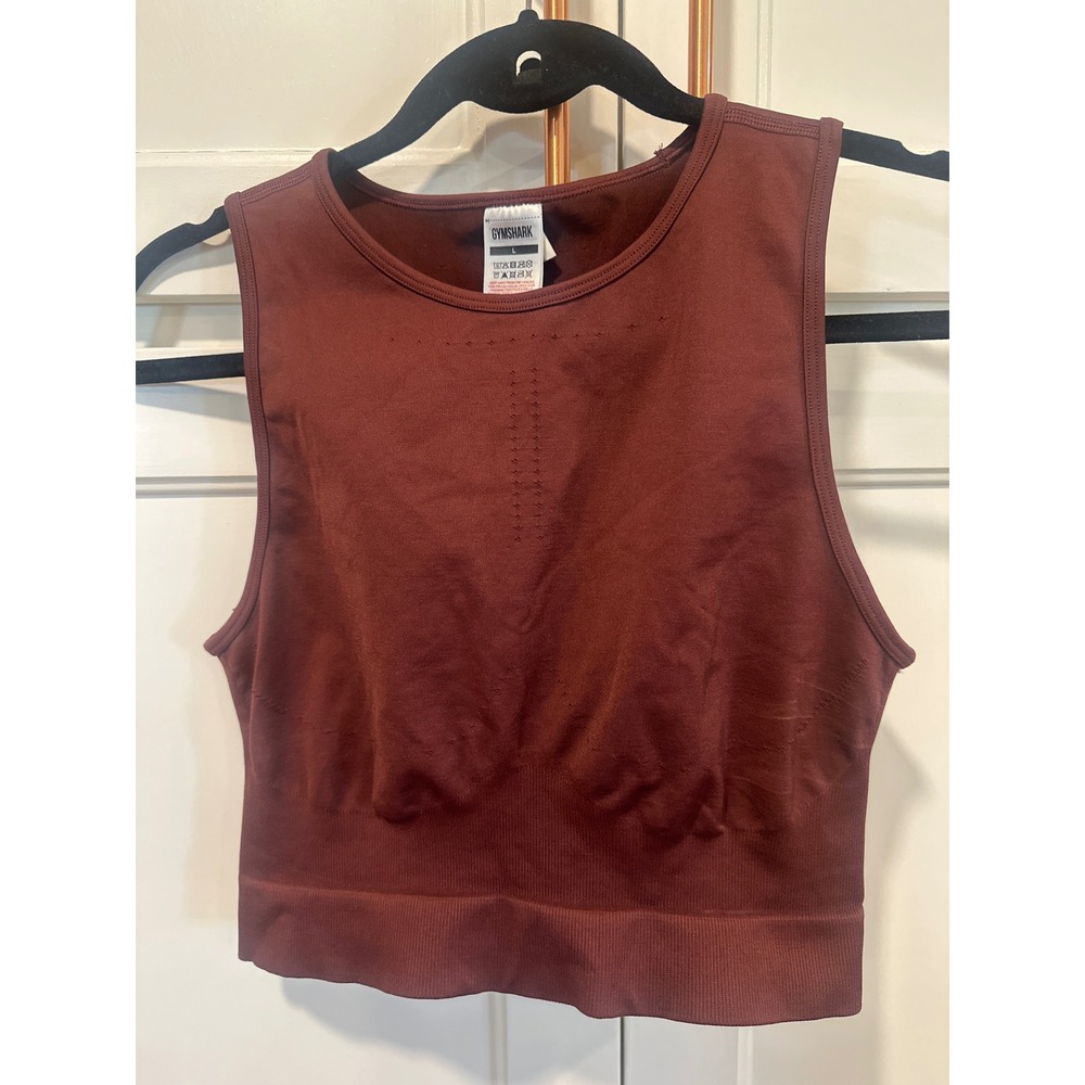 Gymshark Vital Seamless 2.0 Crop Top Marl Brown  Womens Large Active Tank